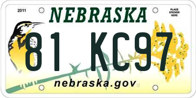 NE license plate 81KC97
