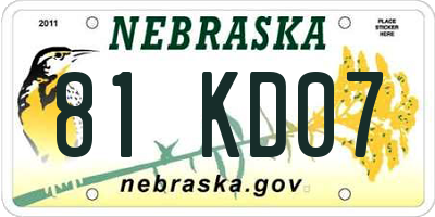 NE license plate 81KD07