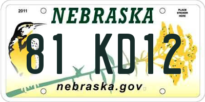 NE license plate 81KD12