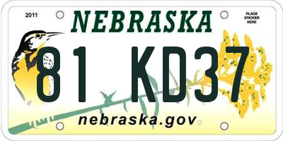 NE license plate 81KD37