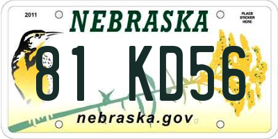 NE license plate 81KD56