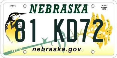 NE license plate 81KD72