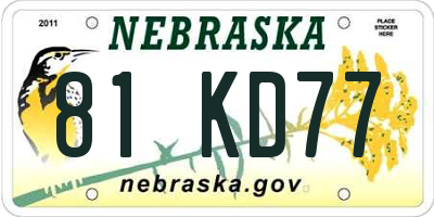 NE license plate 81KD77
