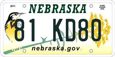 NE license plate 81KD80
