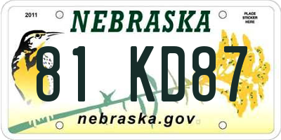 NE license plate 81KD87