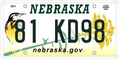 NE license plate 81KD98
