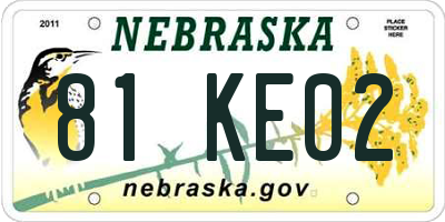 NE license plate 81KE02