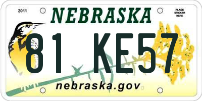 NE license plate 81KE57