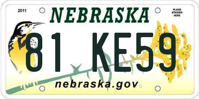NE license plate 81KE59