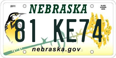 NE license plate 81KE74