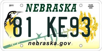 NE license plate 81KE93
