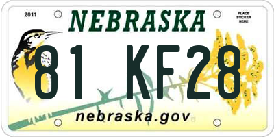 NE license plate 81KF28