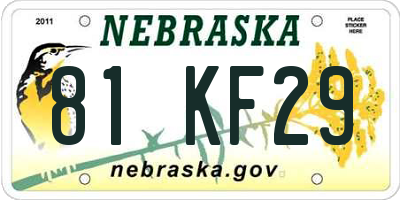 NE license plate 81KF29
