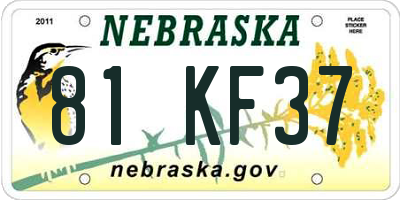 NE license plate 81KF37