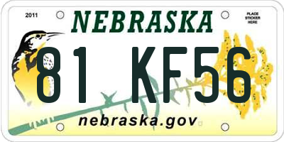 NE license plate 81KF56