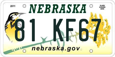 NE license plate 81KF67
