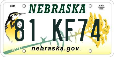 NE license plate 81KF74