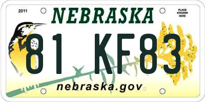 NE license plate 81KF83