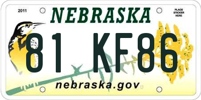 NE license plate 81KF86