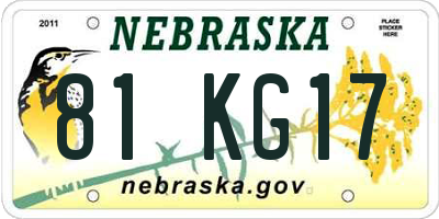 NE license plate 81KG17