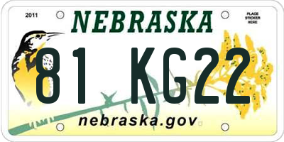 NE license plate 81KG22