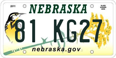 NE license plate 81KG27