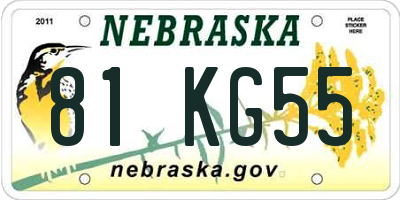 NE license plate 81KG55