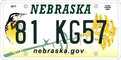 NE license plate 81KG57