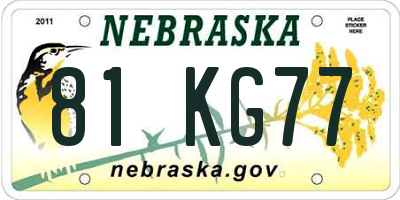 NE license plate 81KG77