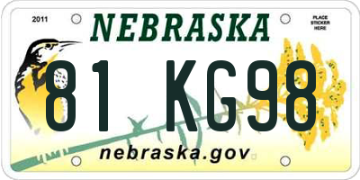 NE license plate 81KG98