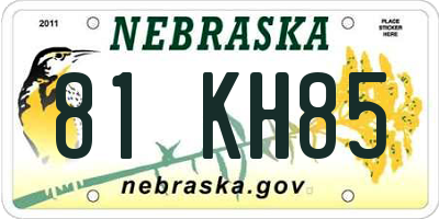 NE license plate 81KH85