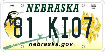 NE license plate 81KI07