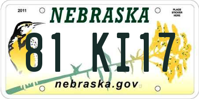 NE license plate 81KI17