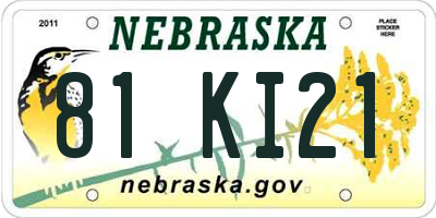 NE license plate 81KI21