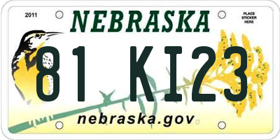 NE license plate 81KI23