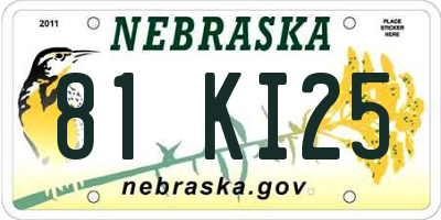 NE license plate 81KI25