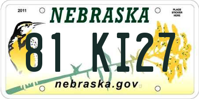 NE license plate 81KI27
