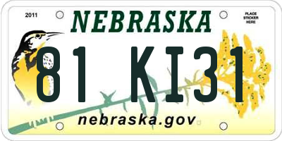 NE license plate 81KI31