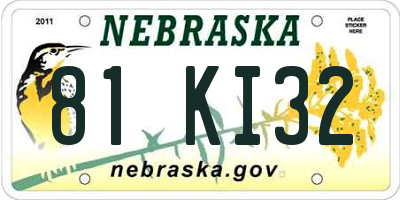 NE license plate 81KI32