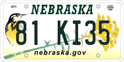 NE license plate 81KI35