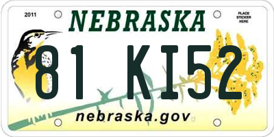 NE license plate 81KI52