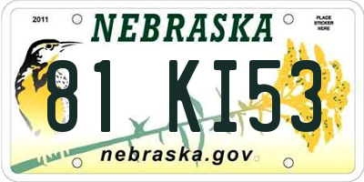 NE license plate 81KI53