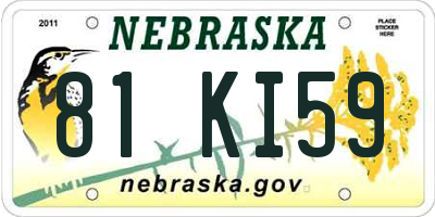 NE license plate 81KI59