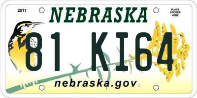 NE license plate 81KI64