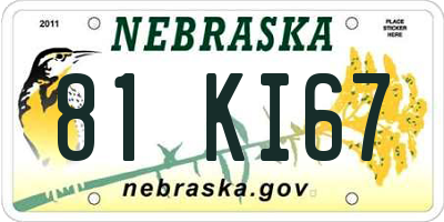 NE license plate 81KI67