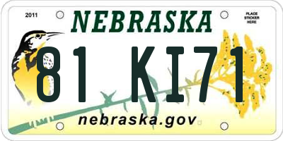 NE license plate 81KI71
