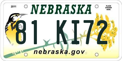 NE license plate 81KI72