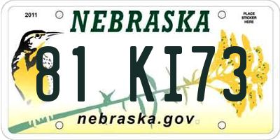 NE license plate 81KI73