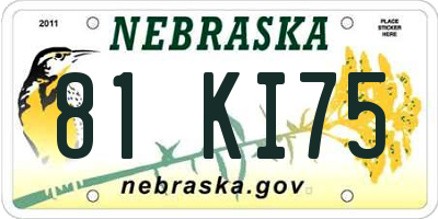 NE license plate 81KI75