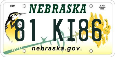 NE license plate 81KI86